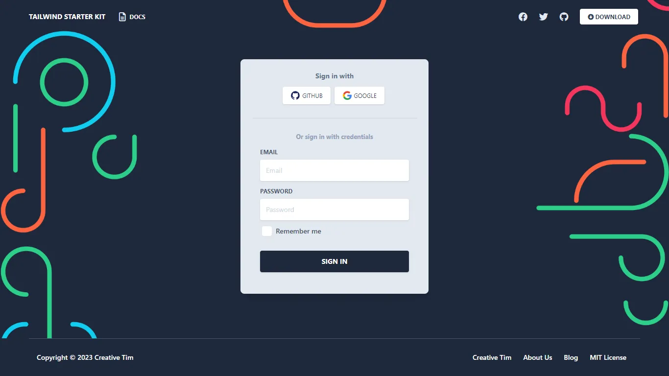 Login page template - Free download