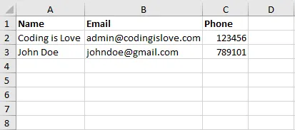 sample csv data - JSON to CSV